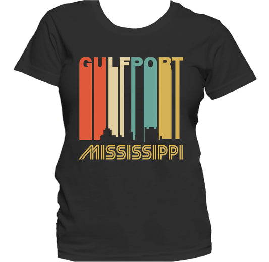 Retro 1970's Style Gulfport Mississippi Skyline Women's T-Shirt