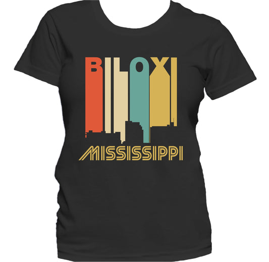 Retro 1970's Style Biloxi Mississippi Skyline Women's T-Shirt