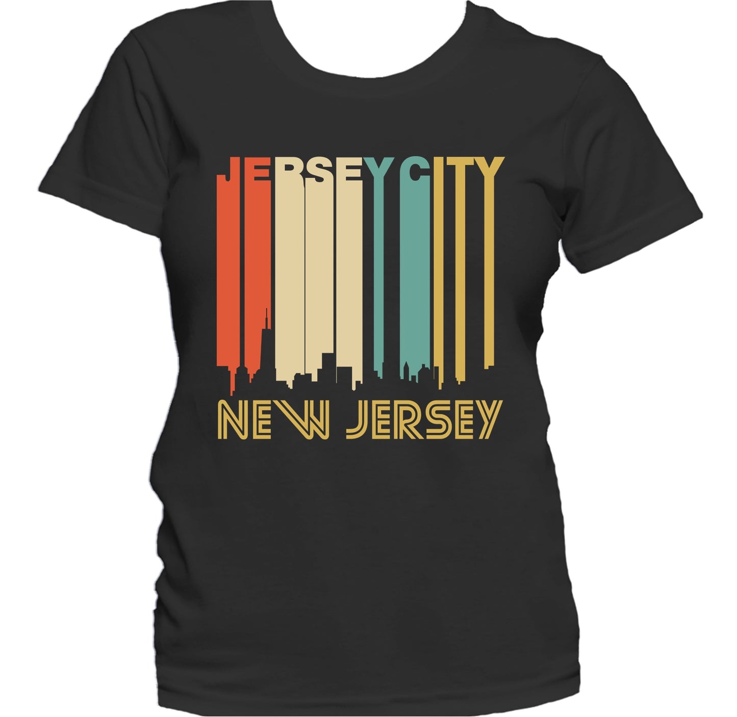 Retro 1970's Style Jersey City New Jersey Skyline Women's T-Shirt