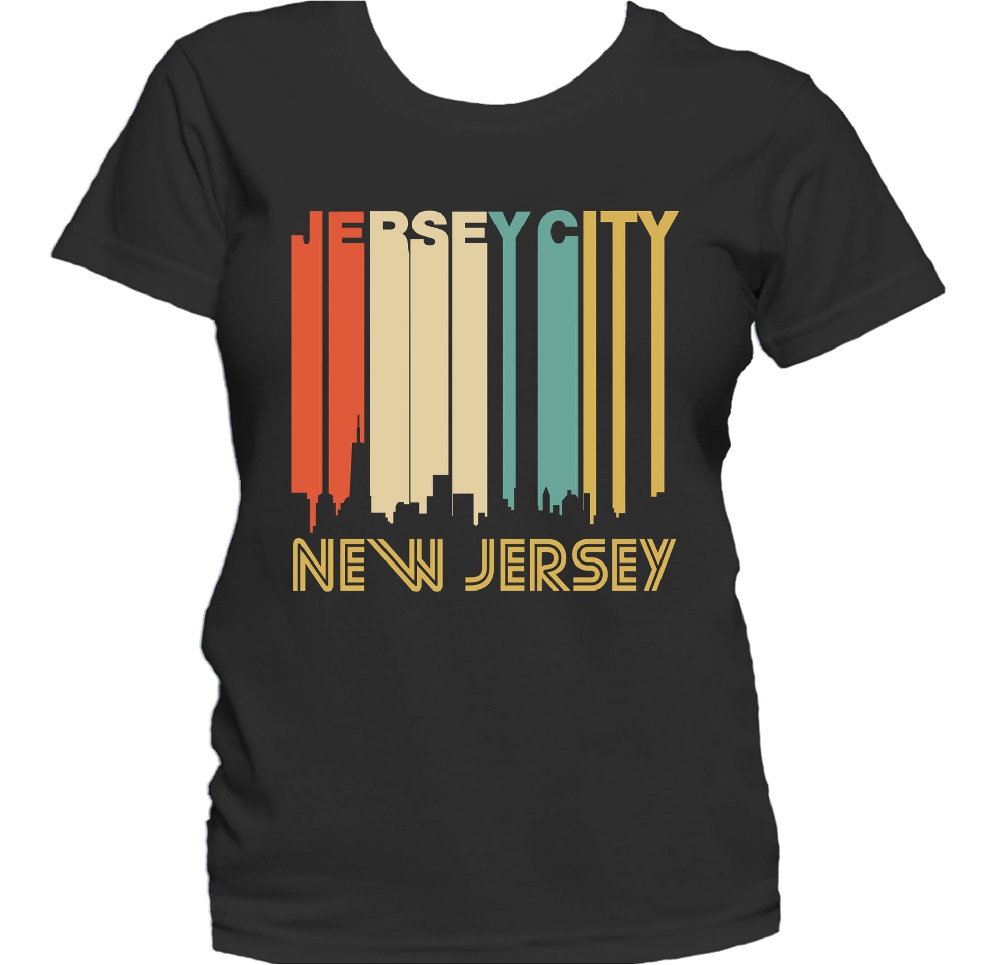 Retro 1970's Style Jersey City New Jersey Skyline Women's T-Shirt