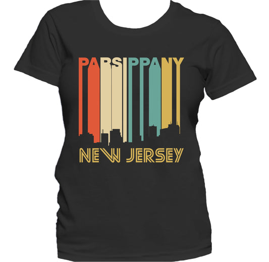 Retro 1970's Style Parsippany New Jersey Skyline Women's T-Shirt