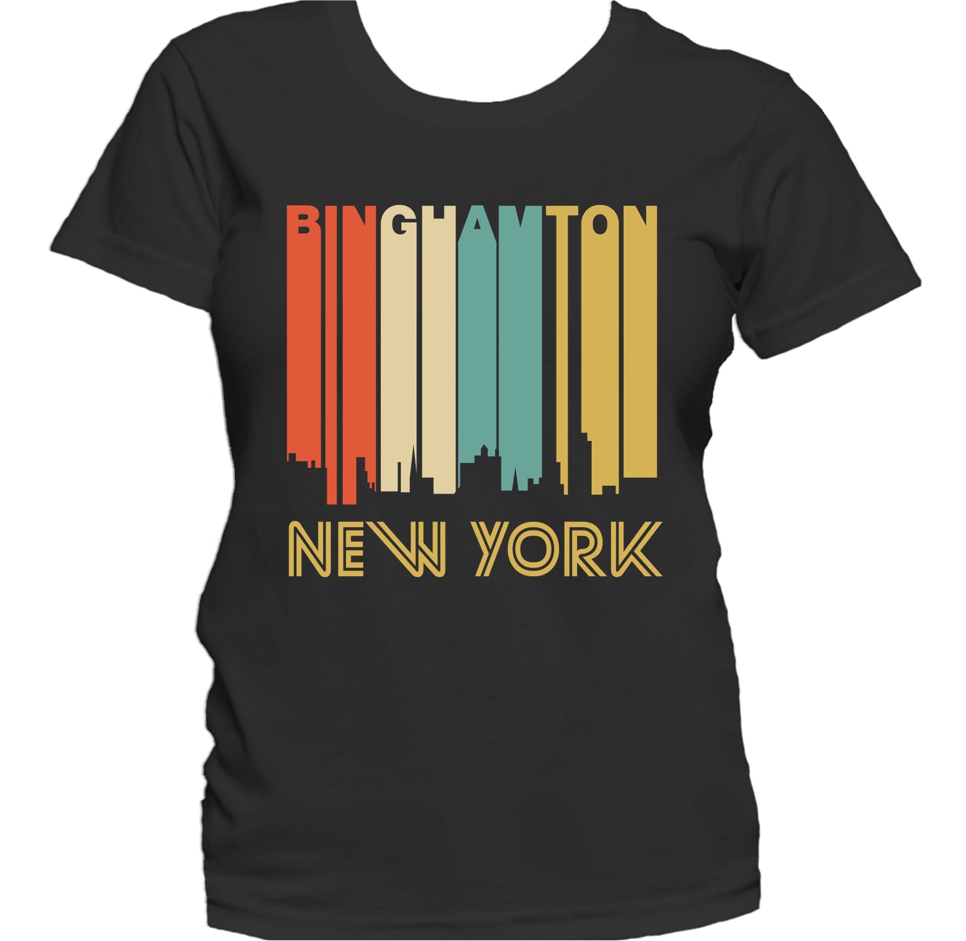 Retro 1970's Style Binghamton New York Skyline Women's T-Shirt