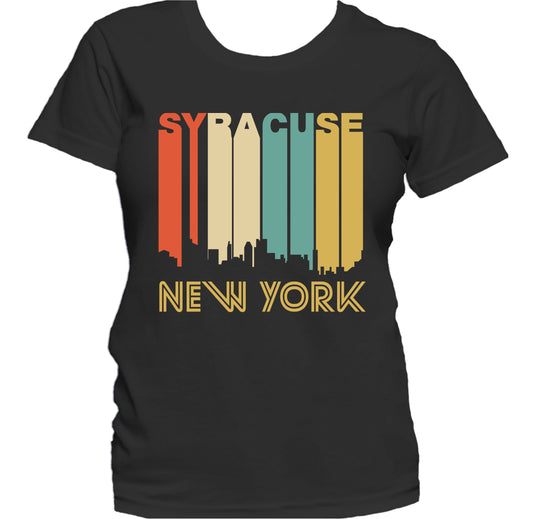 Retro 1970's Style Syracuse New York Skyline Women's T-Shirt