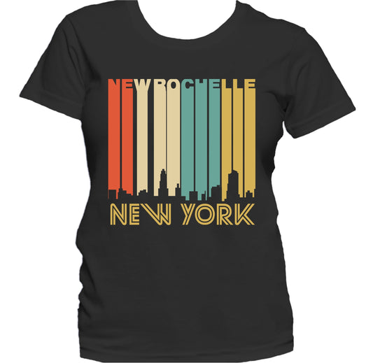 Retro 1970's Style New Rochelle New York Skyline Women's T-Shirt