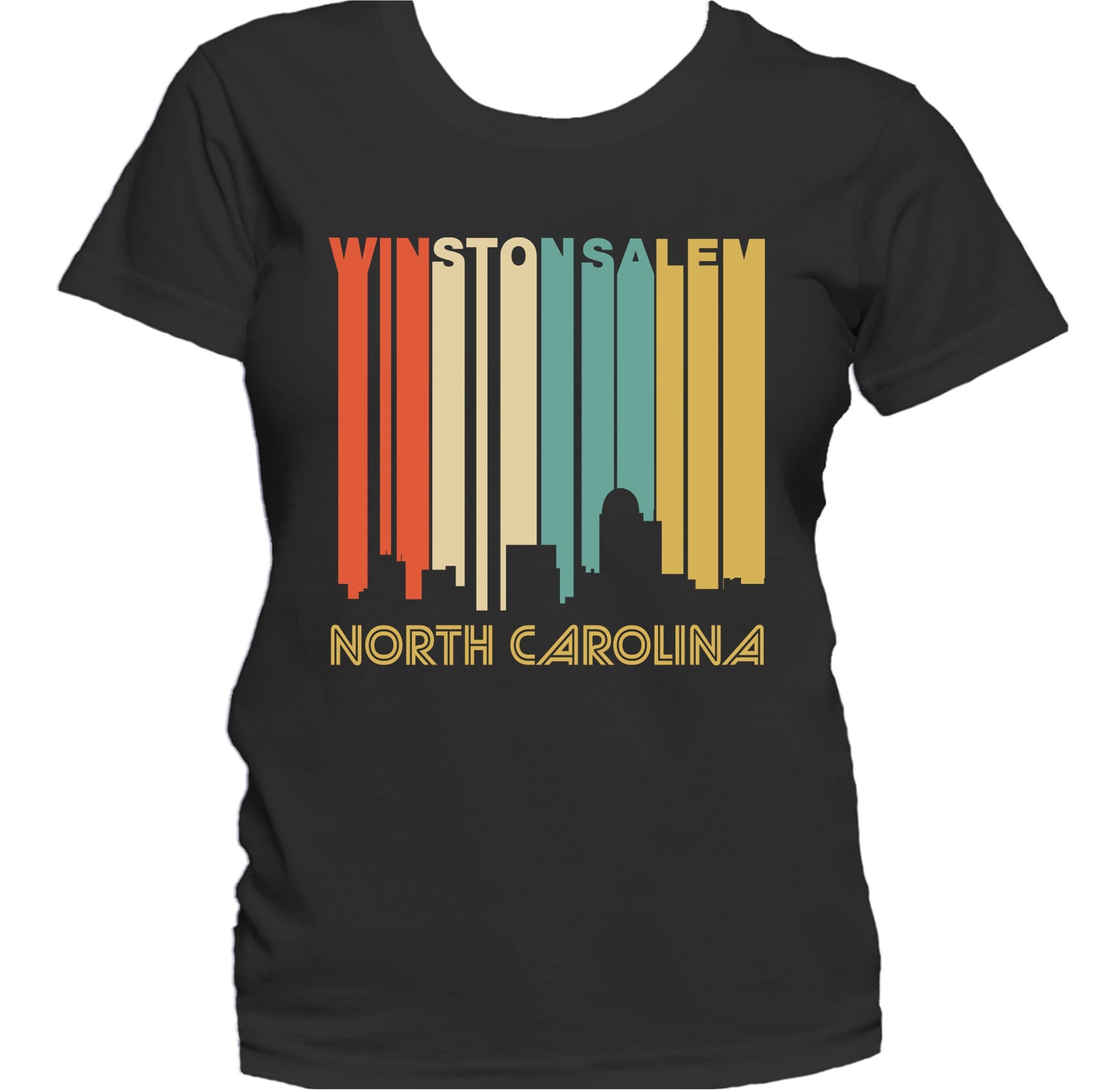 Retro 1970's Style Winston-Salem North Carolina Skyline Women's T-Shirt