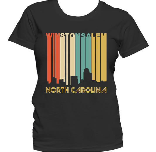 Retro 1970's Style Winston-Salem North Carolina Skyline Women's T-Shirt