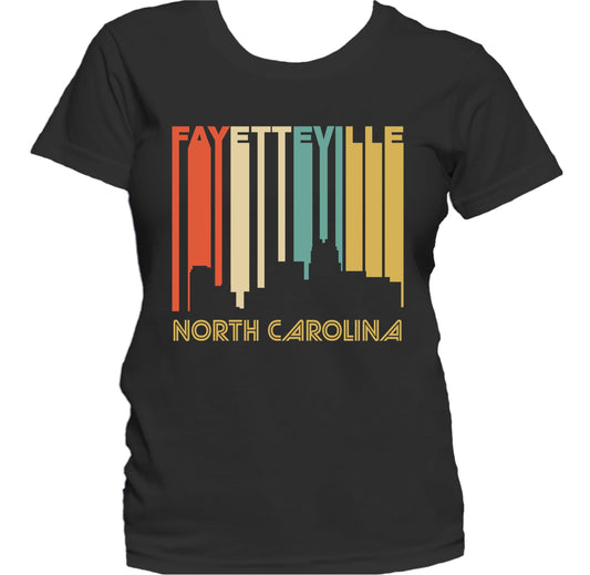Retro 1970's Style Fayetteville North Carolina Skyline Women's T-Shirt