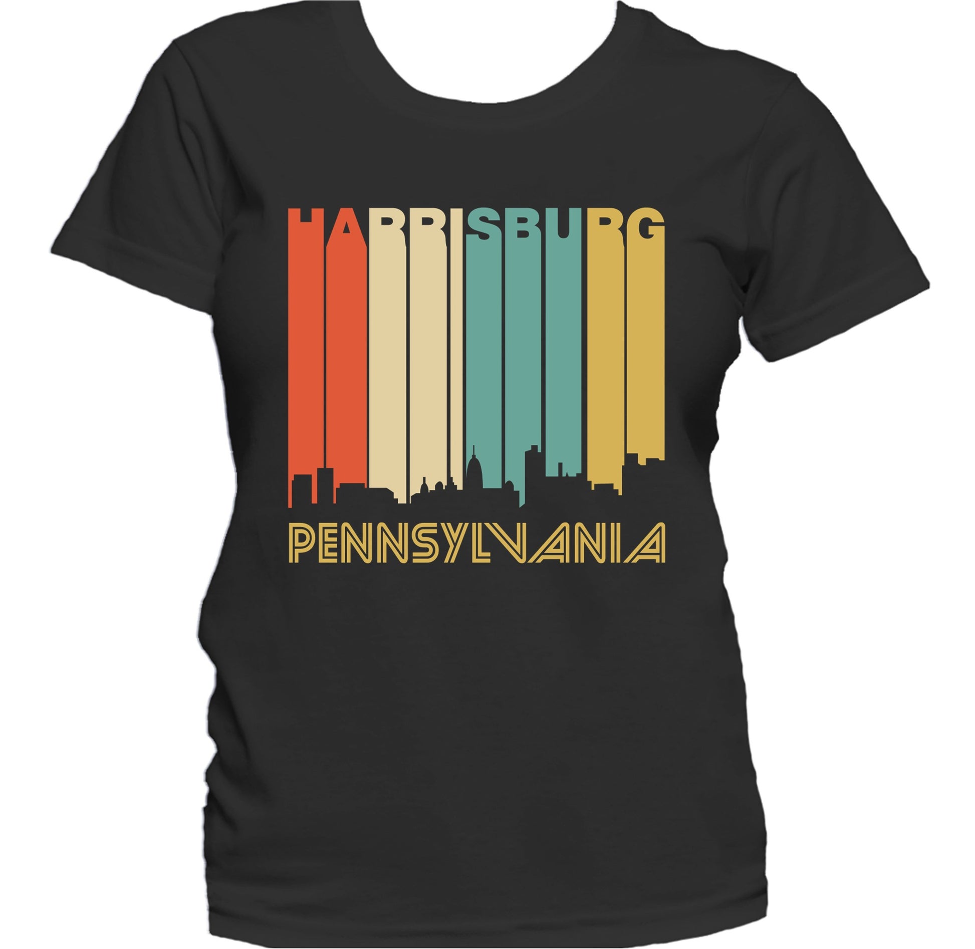 Retro 1970's Style Harrisburg Pennsylvania Skyline Women's T-Shirt