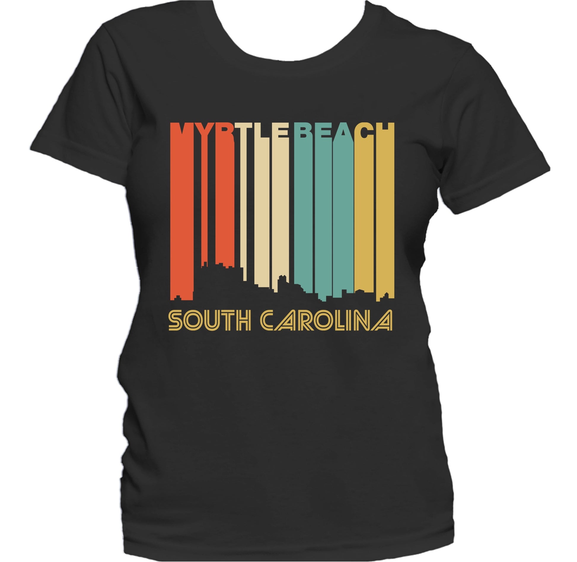Retro 1970's Style Myrtle Beach South Carolina Skyline Women's T-Shirt