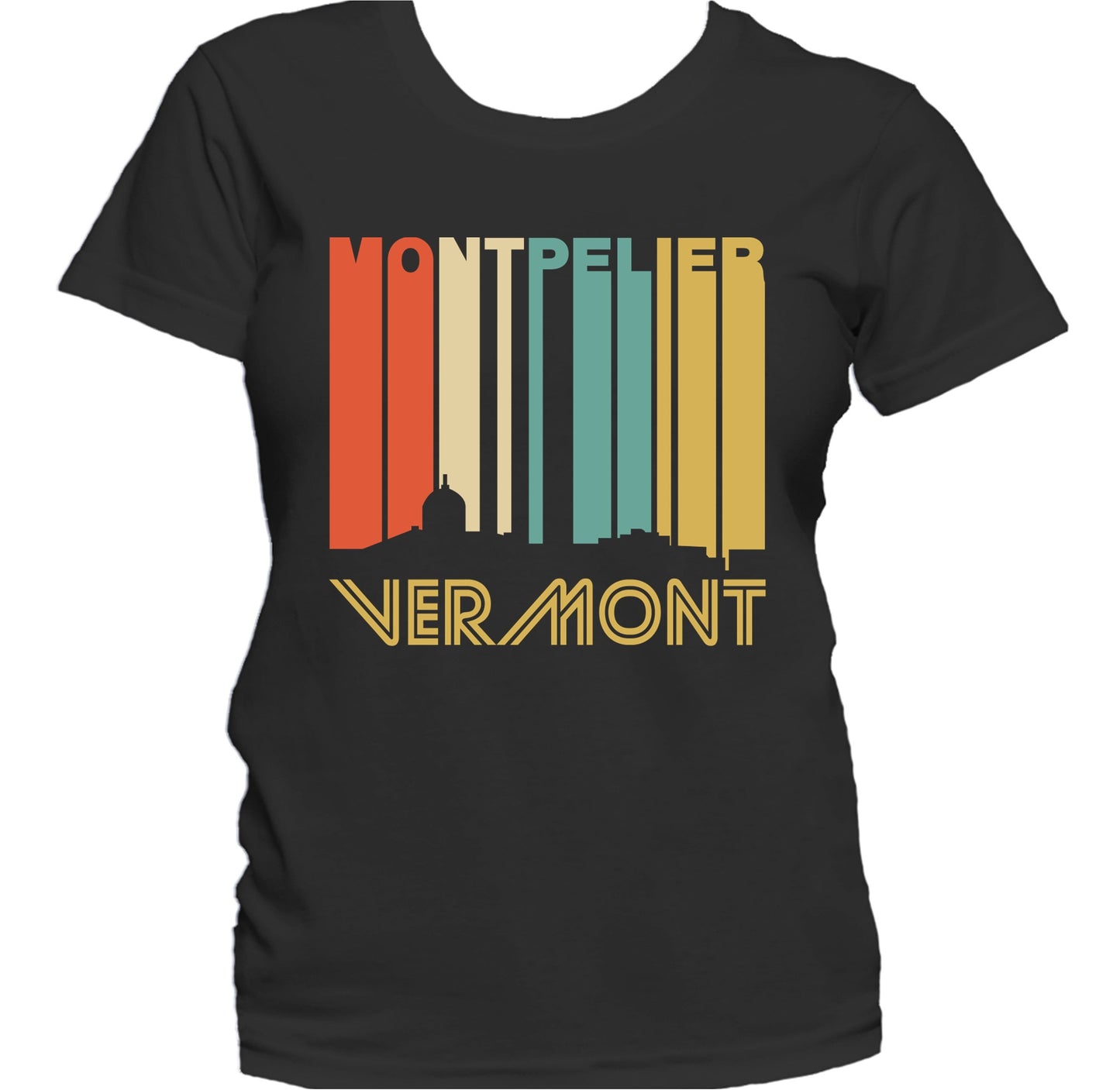 Retro 1970's Style Montpelier Vermont Skyline Women's T-Shirt