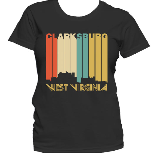 Retro 1970's Style Clarksburg West Virginia Skyline Women's T-Shirt