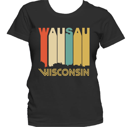 Retro 1970's Style Wausau Wisconsin Skyline Women's T-Shirt