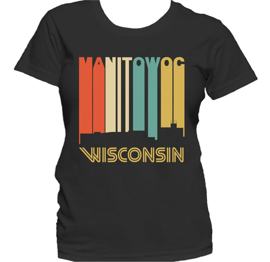 Retro 1970's Style Manitowoc Wisconsin Skyline Women's T-Shirt