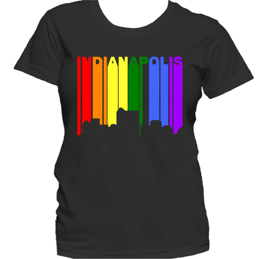 Indianapolis Indiana LGBTQ Gay Pride Rainbow Skyline Women's T-Shirt