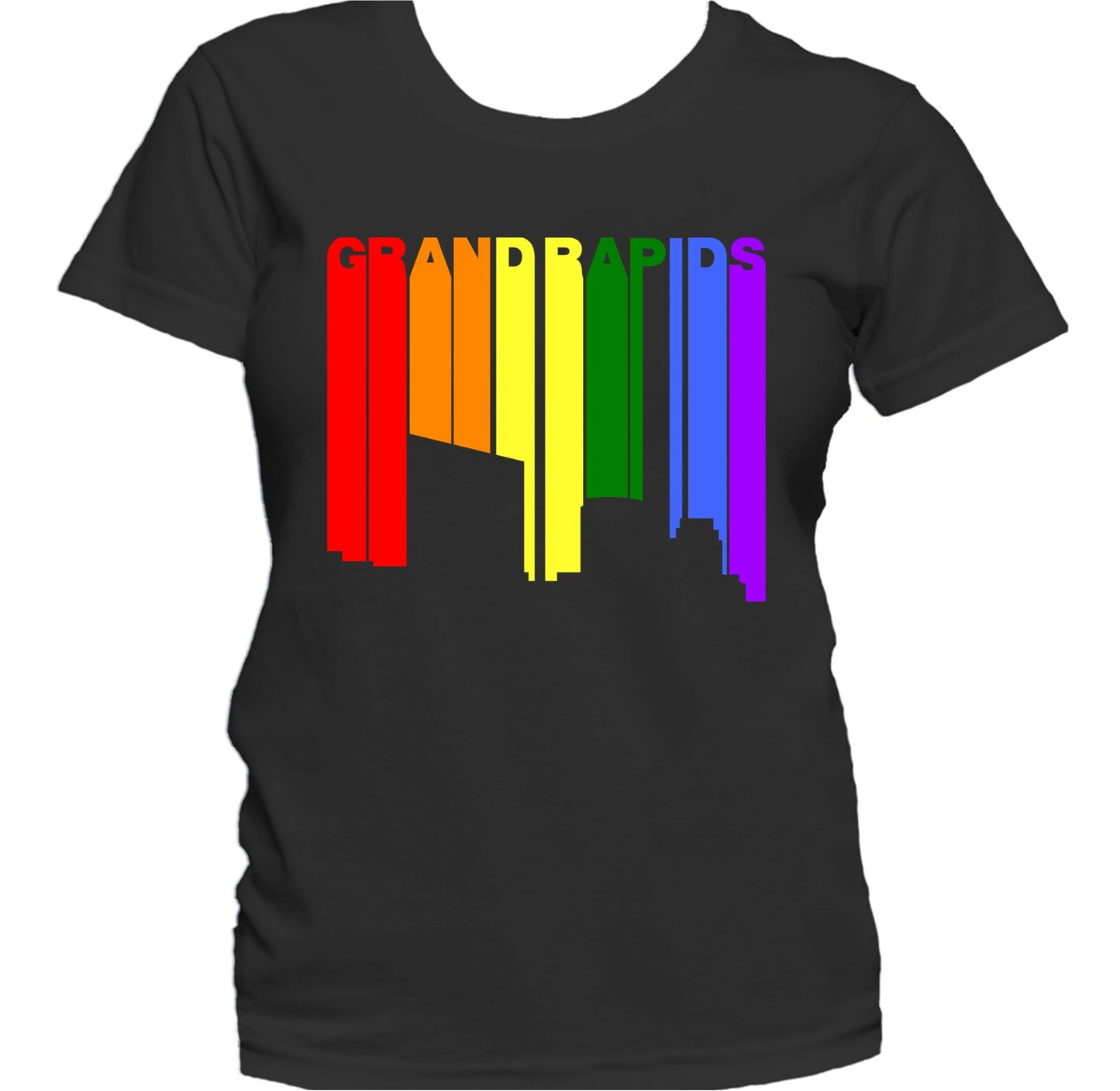 Grand Rapids Michigan LGBTQ Gay Pride Rainbow Skyline Women's T-Shirt