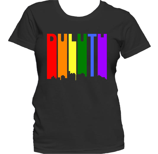 Duluth Minnesota LGBTQ Gay Pride Rainbow Skyline Women's T-Shirt
