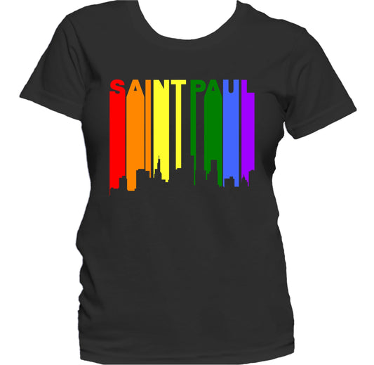 Saint Paul Minnesota LGBTQ Gay Pride Rainbow Skyline Women's T-Shirt