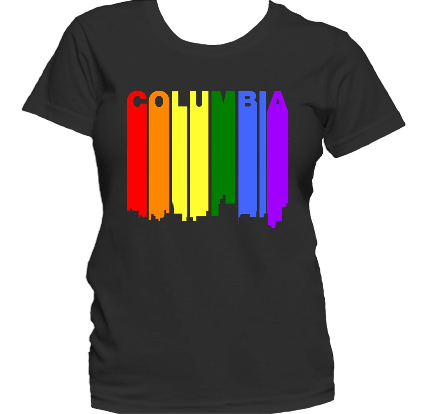 Columbia Missouri LGBTQ Gay Pride Rainbow Skyline Women's T-Shirt