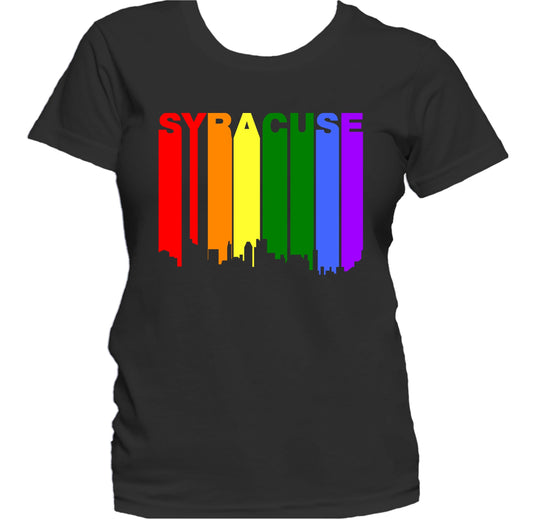 Syracuse New York LGBTQ Gay Pride Rainbow Skyline Women's T-Shirt