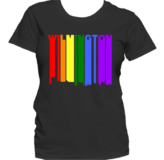 Wilmington North Carolina LGBTQ Gay Pride Skyline Women's T-Shirt