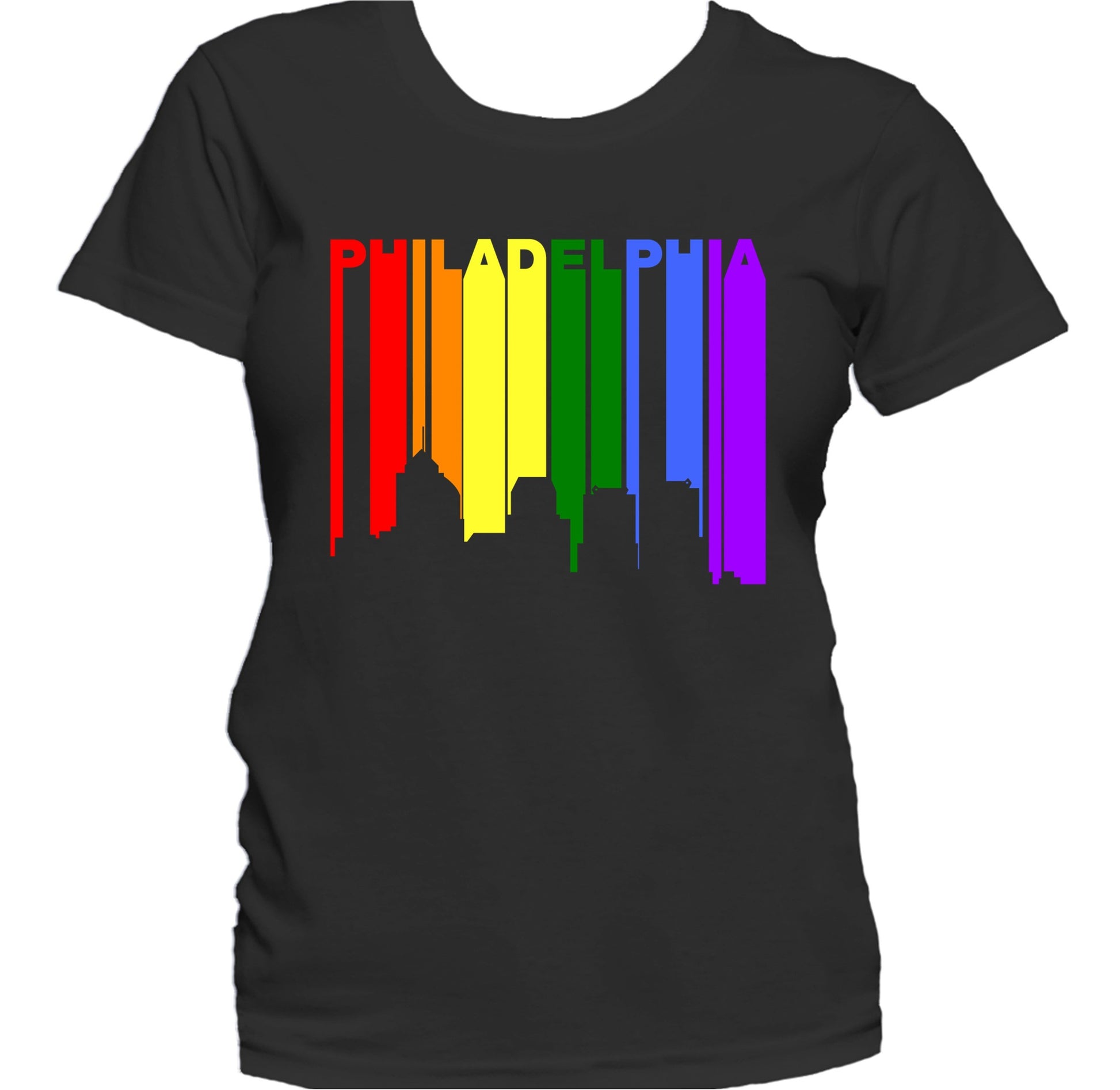 Philadelphia Pennsylvania LGBTQ Gay Pride Skyline Women's T-Shirt