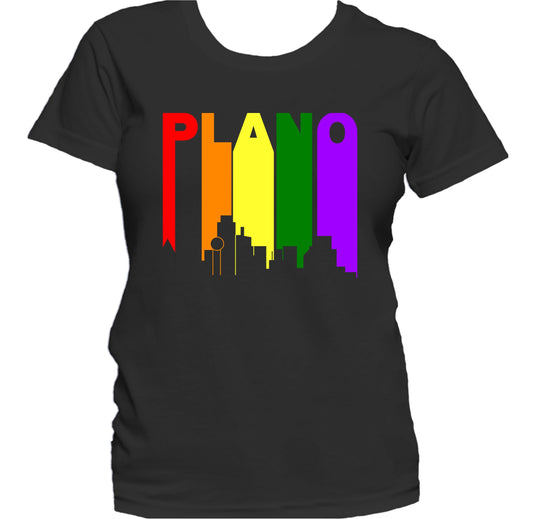 Plano Texas LGBTQ Gay Pride Rainbow Skyline Women's T-Shirt