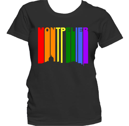 Montpelier Vermont LGBTQ Gay Pride Rainbow Skyline Women's T-Shirt