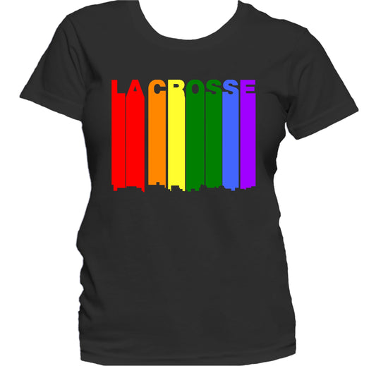 La Crosse Wisconsin LGBTQ Gay Pride Rainbow Skyline Women's T-Shirt