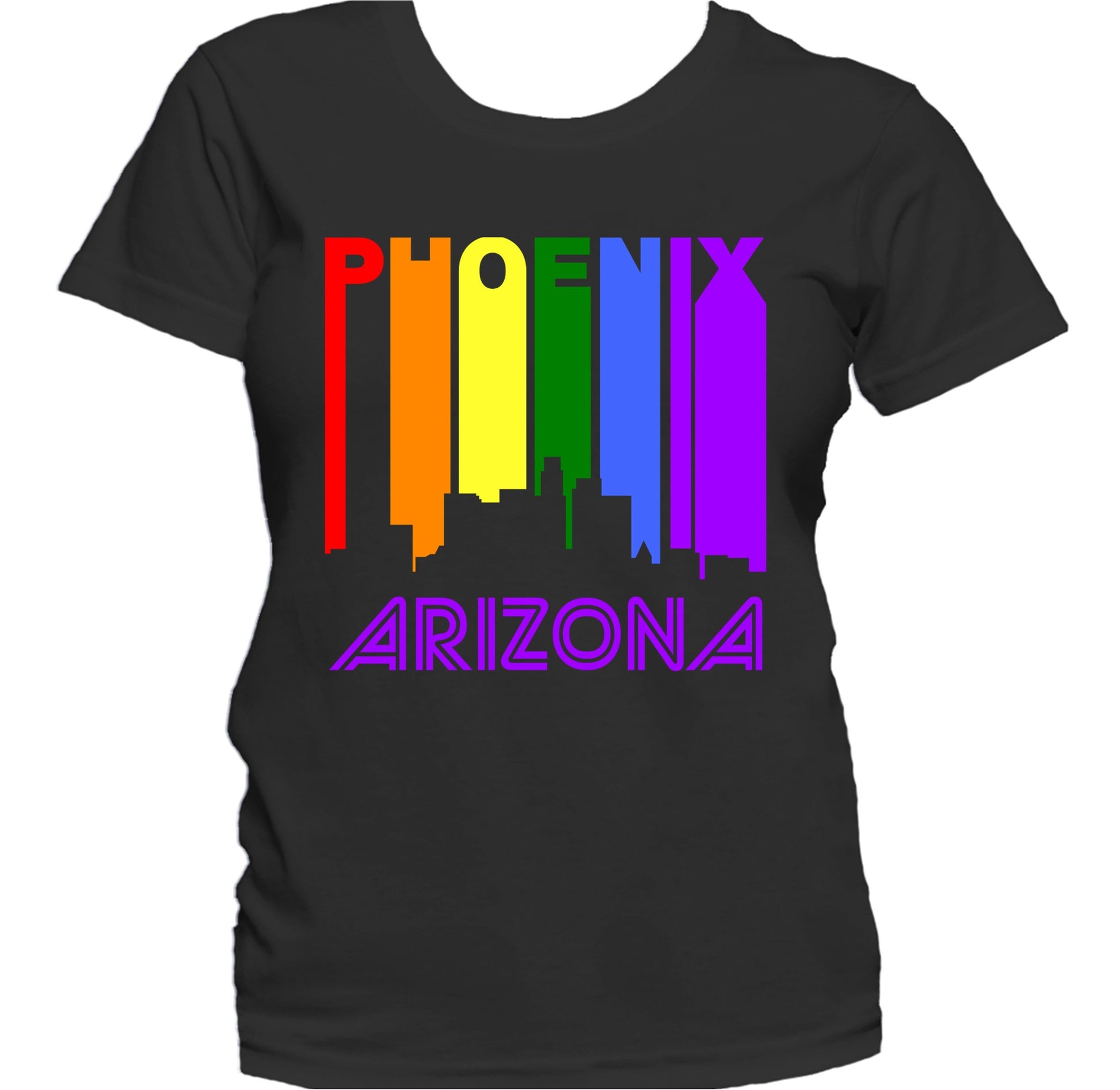Phoenix Arizona LGBTQ Gay Pride Rainbow Skyline Women's T-Shirt