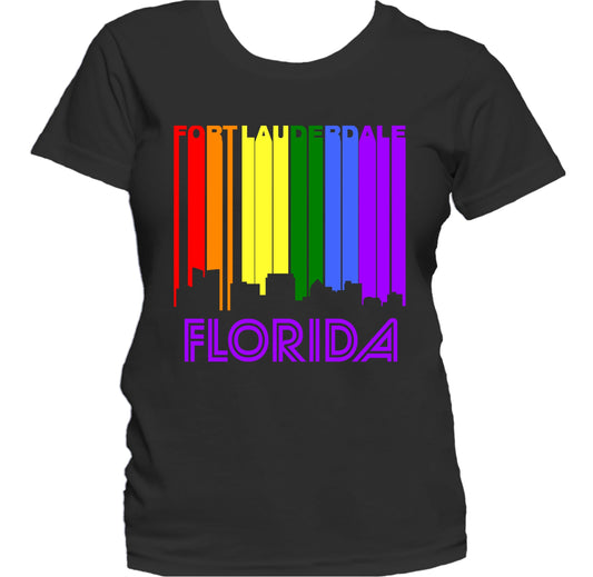 Fort Lauderdale Florida LGBTQ Gay Pride Skyline Women's T-Shirt