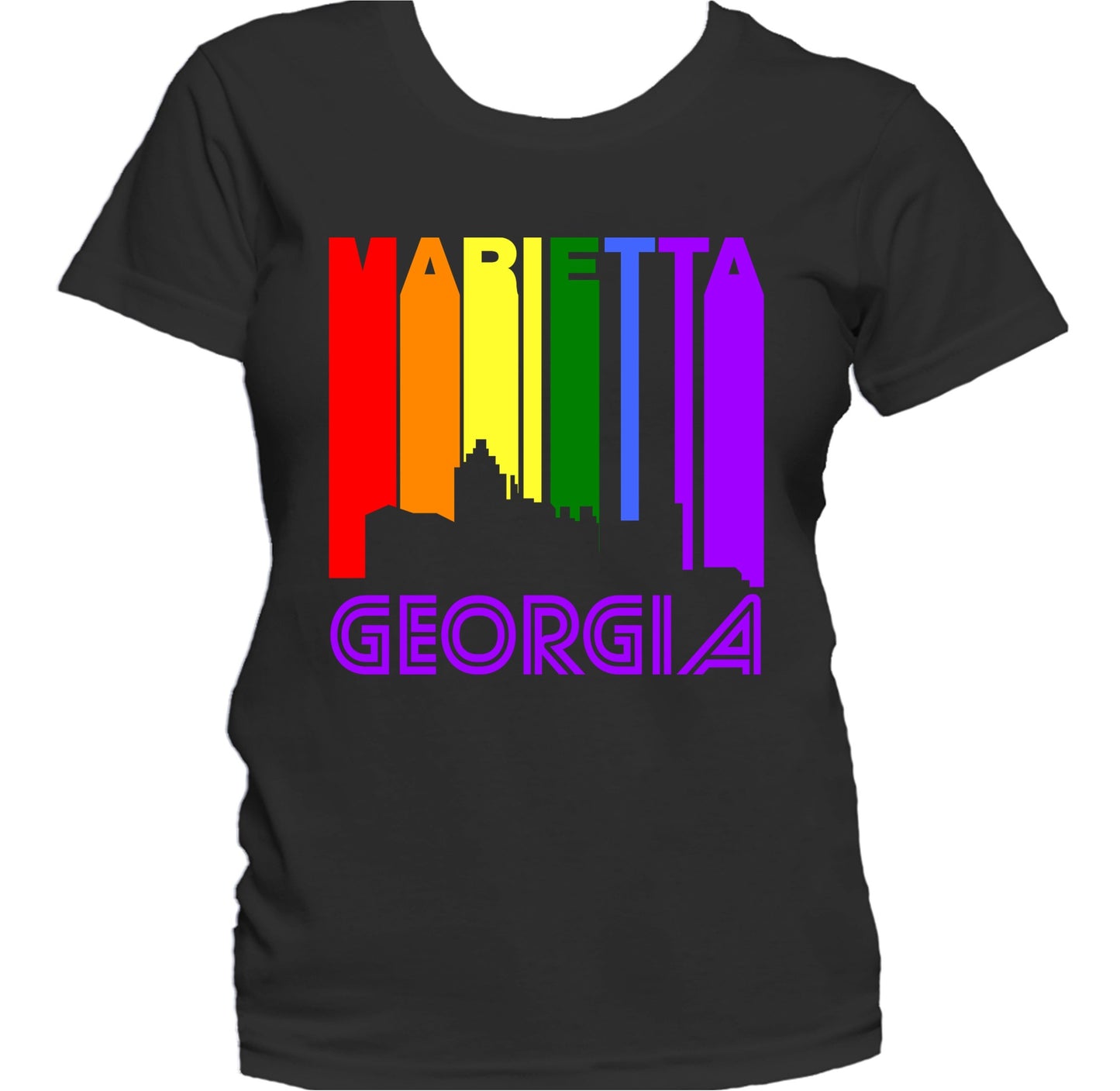 Marietta Georgia LGBTQ Gay Pride Rainbow Skyline Women's T-Shirt
