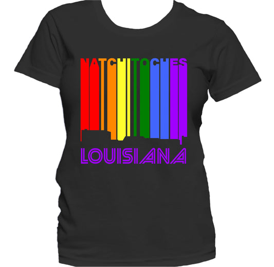 Natchitoches Louisiana LGBTQ Gay Pride Rainbow Skyline Women's T-Shirt