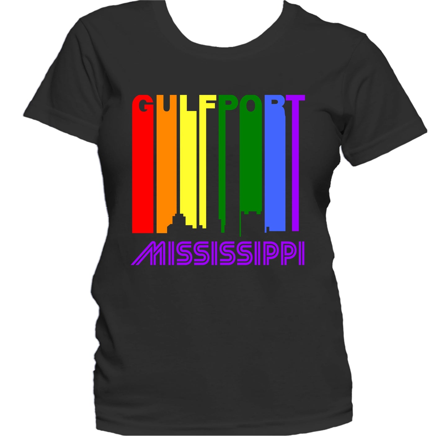 Gulfport Mississippi LGBTQ Gay Pride Rainbow Skyline Women's T-Shirt