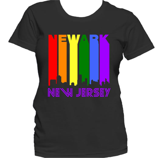 Newark New Jersey LGBTQ Gay Pride Rainbow Skyline Women's T-Shirt
