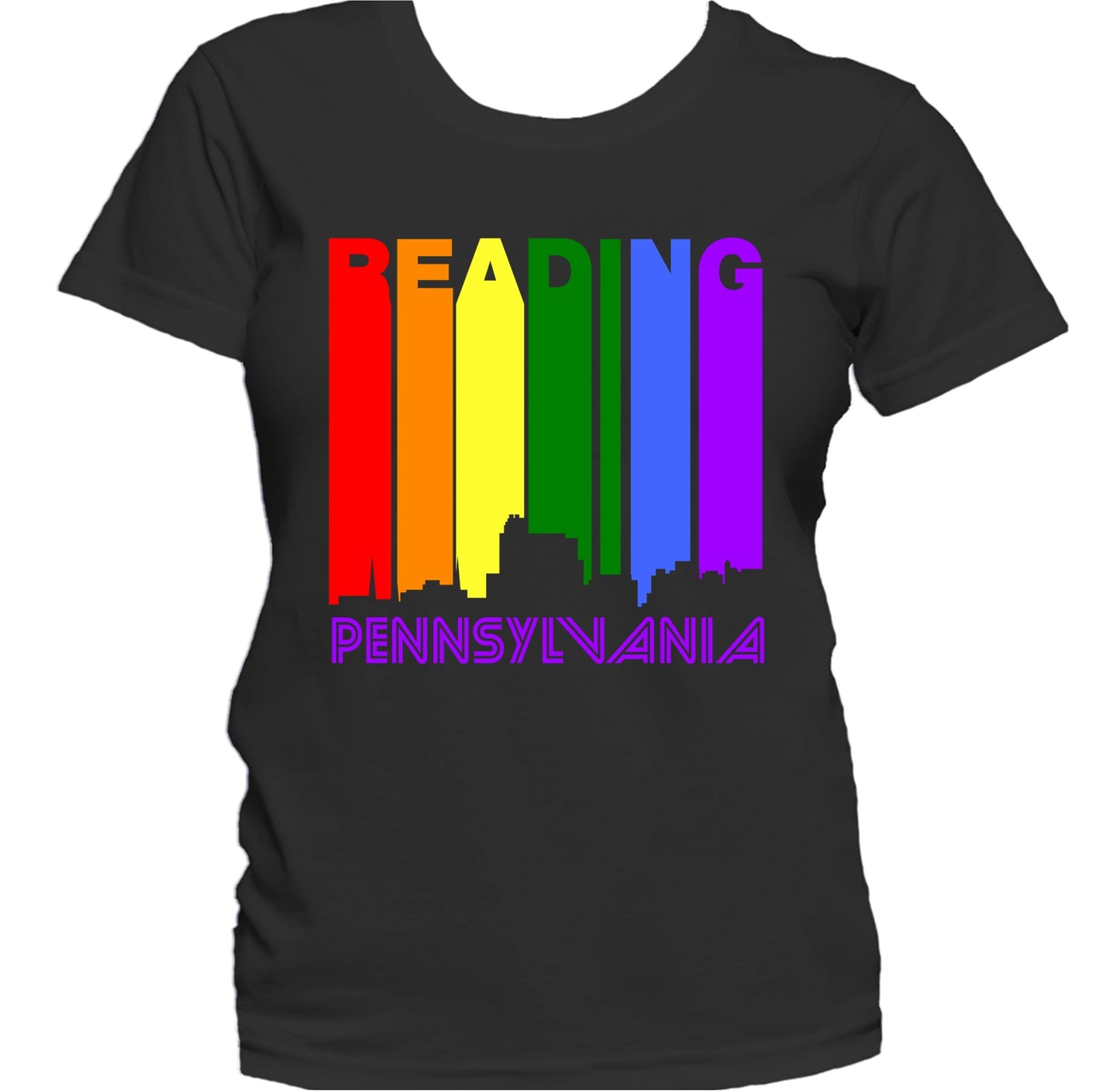 Reading Pennsylvania LGBTQ Gay Pride Rainbow Skyline Women's T-Shirt