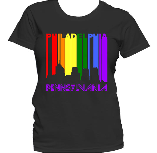 Philadelphia Pennsylvania LGBTQ Gay Pride Skyline Women's T-Shirt