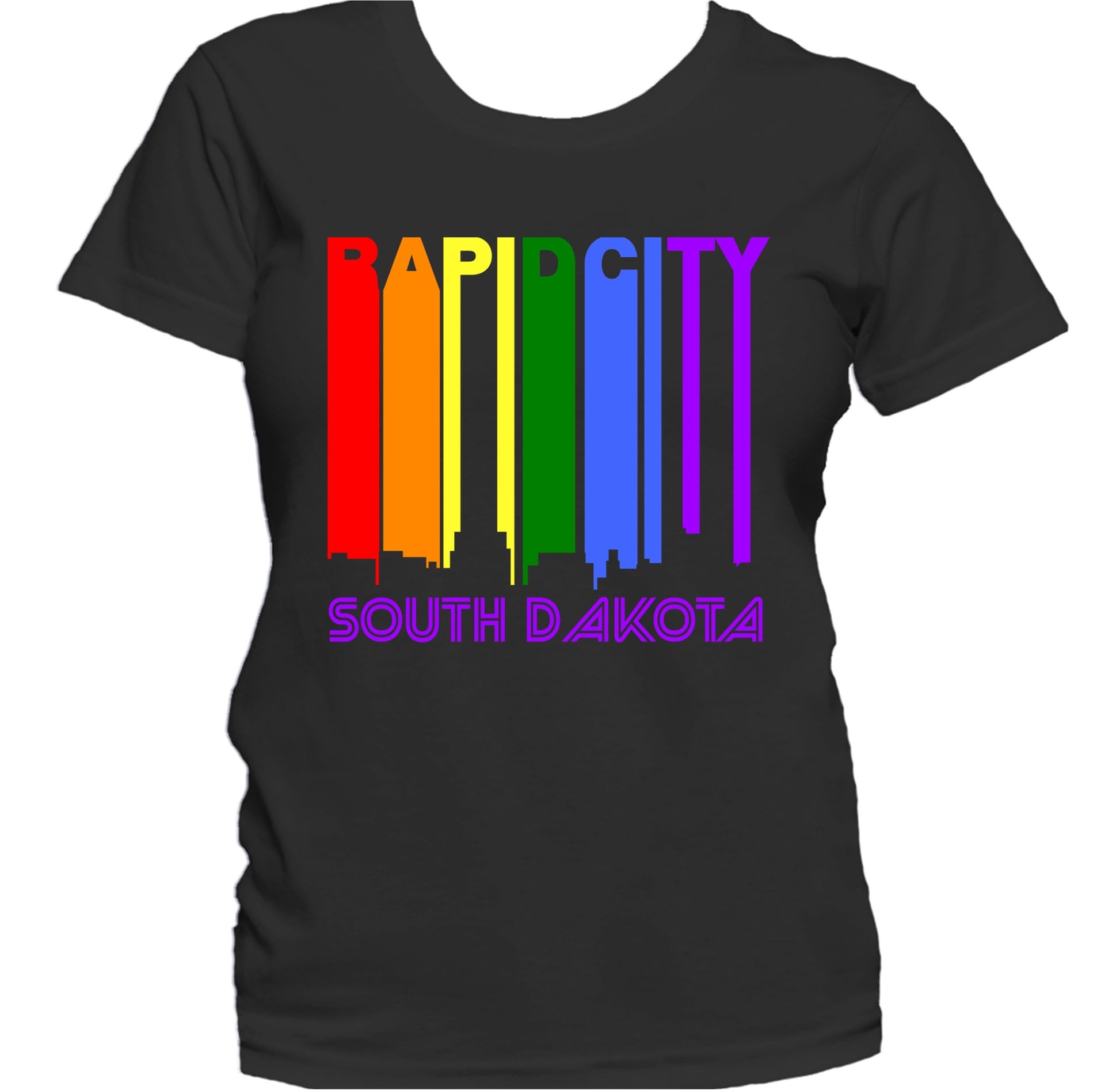 Rapid City South Dakota LGBTQ Gay Pride Skyline Women's T-Shirt