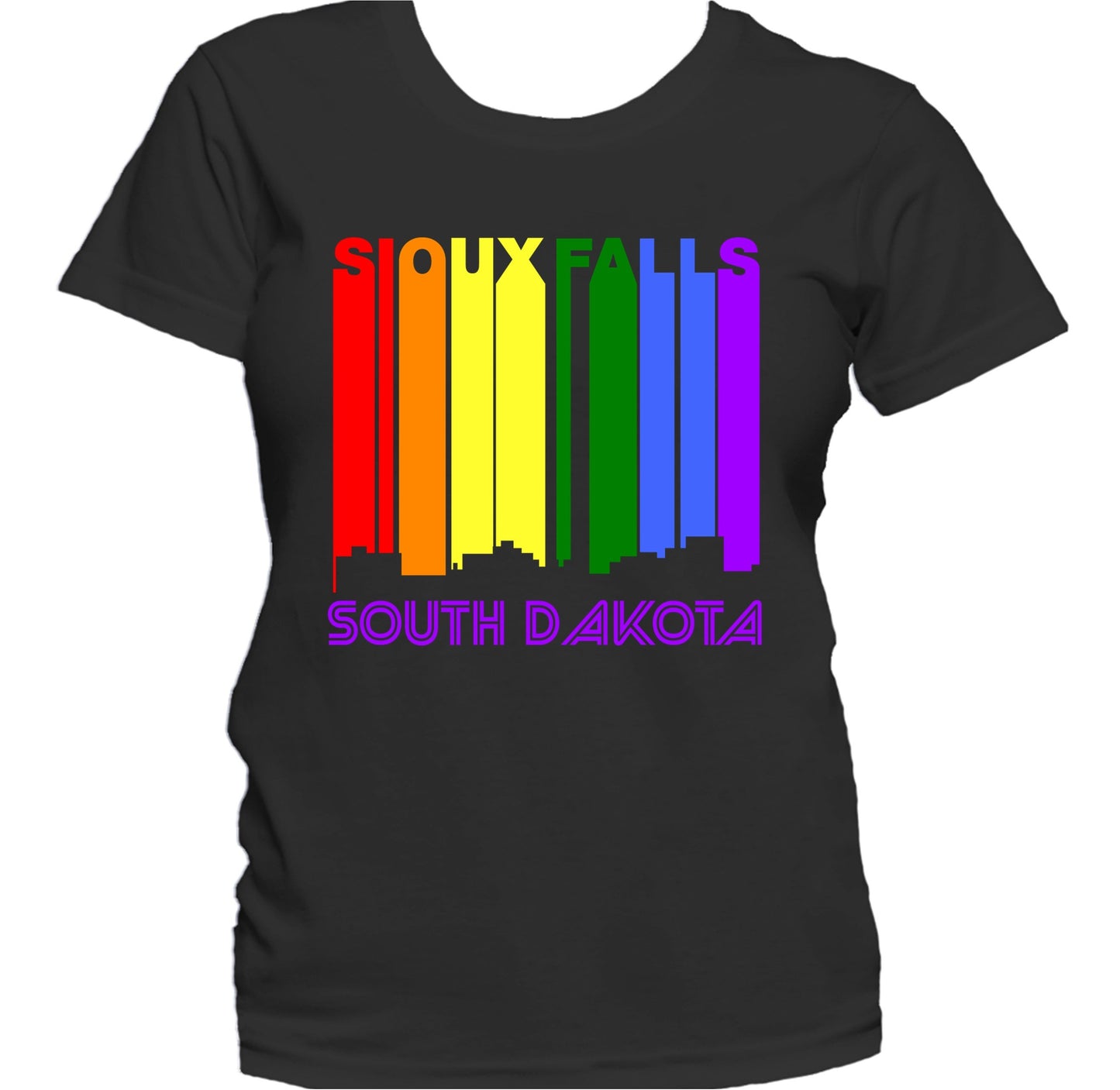 Sioux Falls South Dakota LGBTQ Gay Pride Skyline Women's T-Shirt