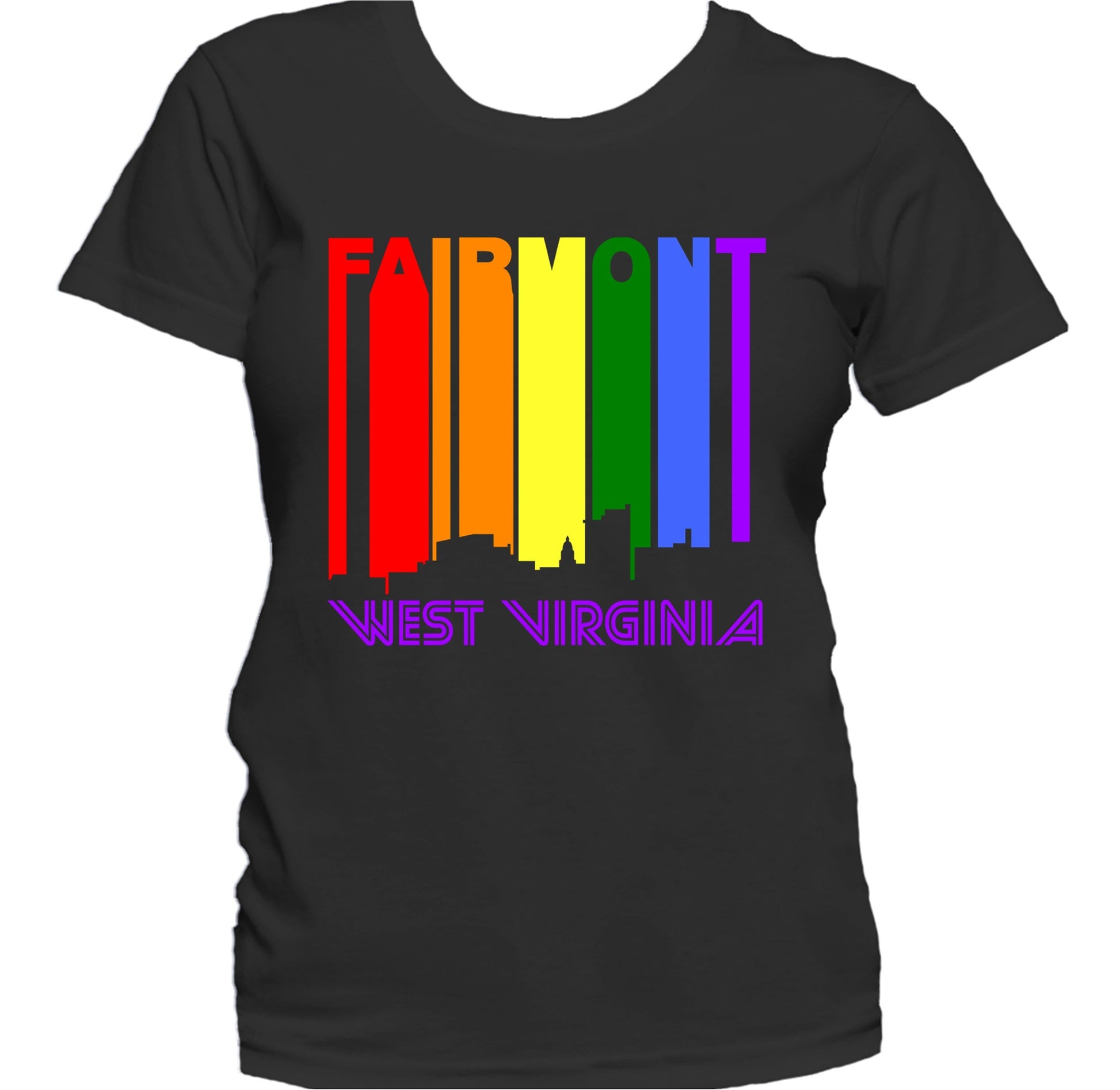 Fairmont West Virginia LGBTQ Gay Pride Rainbow Skyline Women's T-Shirt