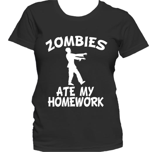 Zombies Ate My Homework Funny Zombie Women's T-Shirt