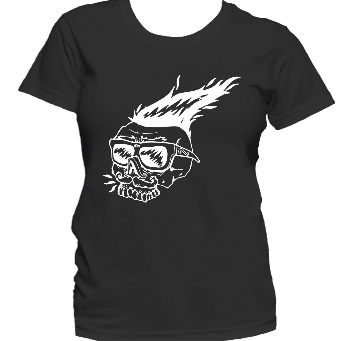 Flaming Skull With Sunglasses Vintage Retro Style Women's T-Shirt