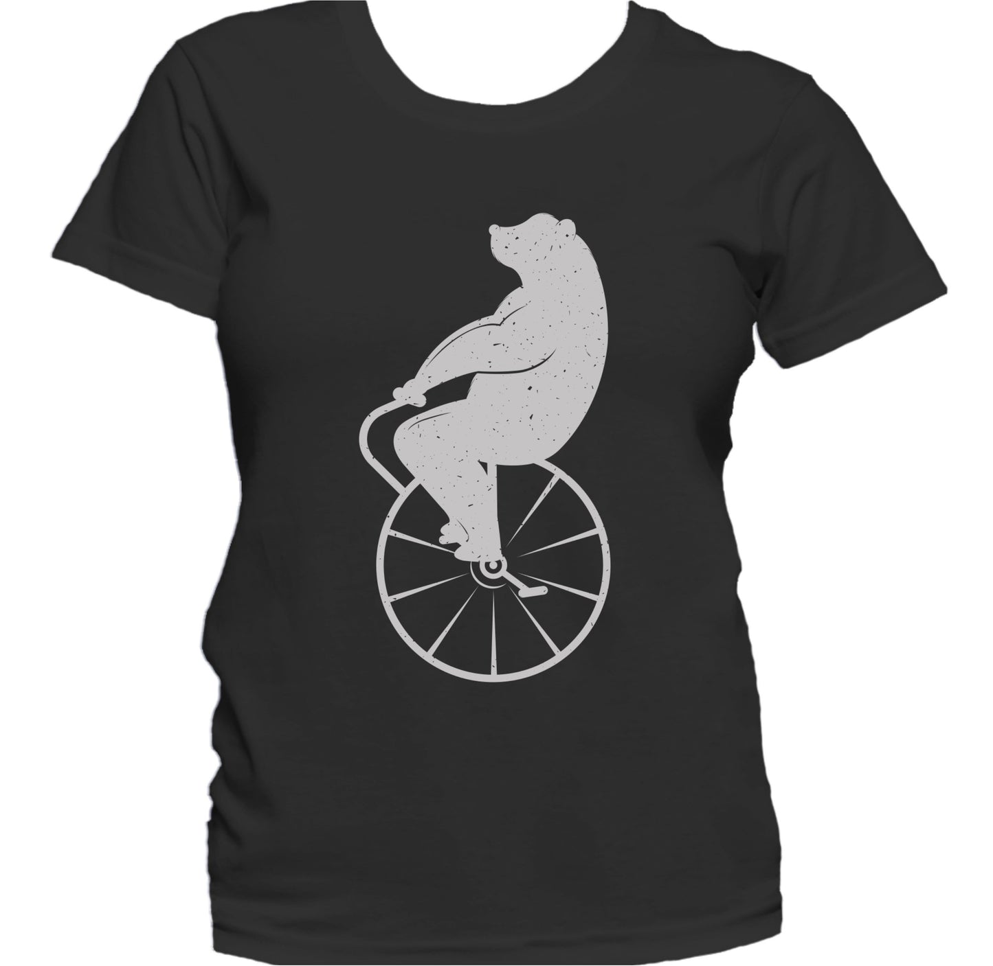 Bear Riding A Unicycle Vintage Retro Style Funny Women's T-Shirt