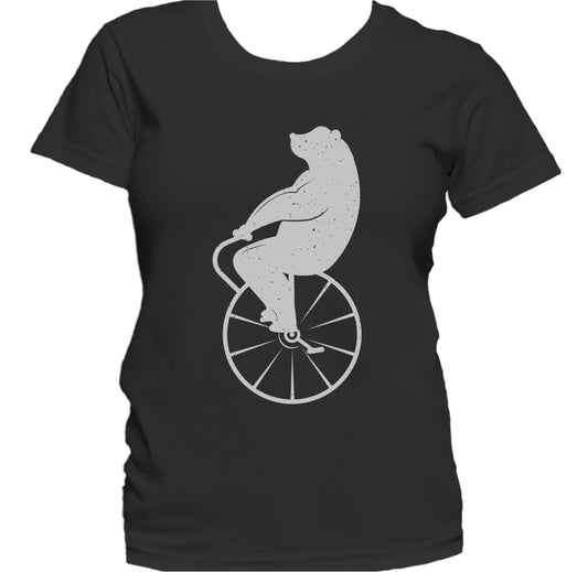 Bear Riding A Unicycle Vintage Retro Style Funny Women's T-Shirt