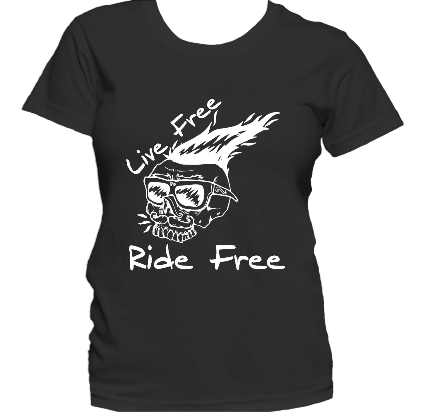 Live Free Ride Free Vintage Motorcycle Biker Skull Women's T-Shirt