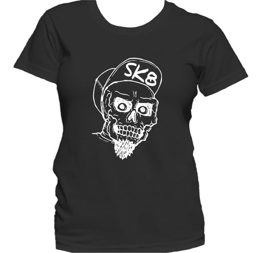SK8 Skull Skateboarding Skateboarder Vintage Style Women's T-Shirt