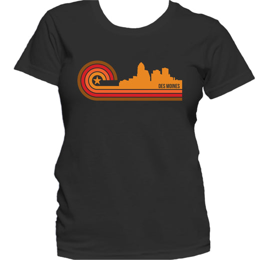 Retro Style Des Moines Iowa Skyline Women's T-Shirt