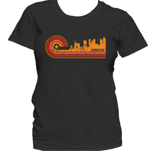 Retro Style Birmingham Alabama Skyline Distressed Women's T-Shirt