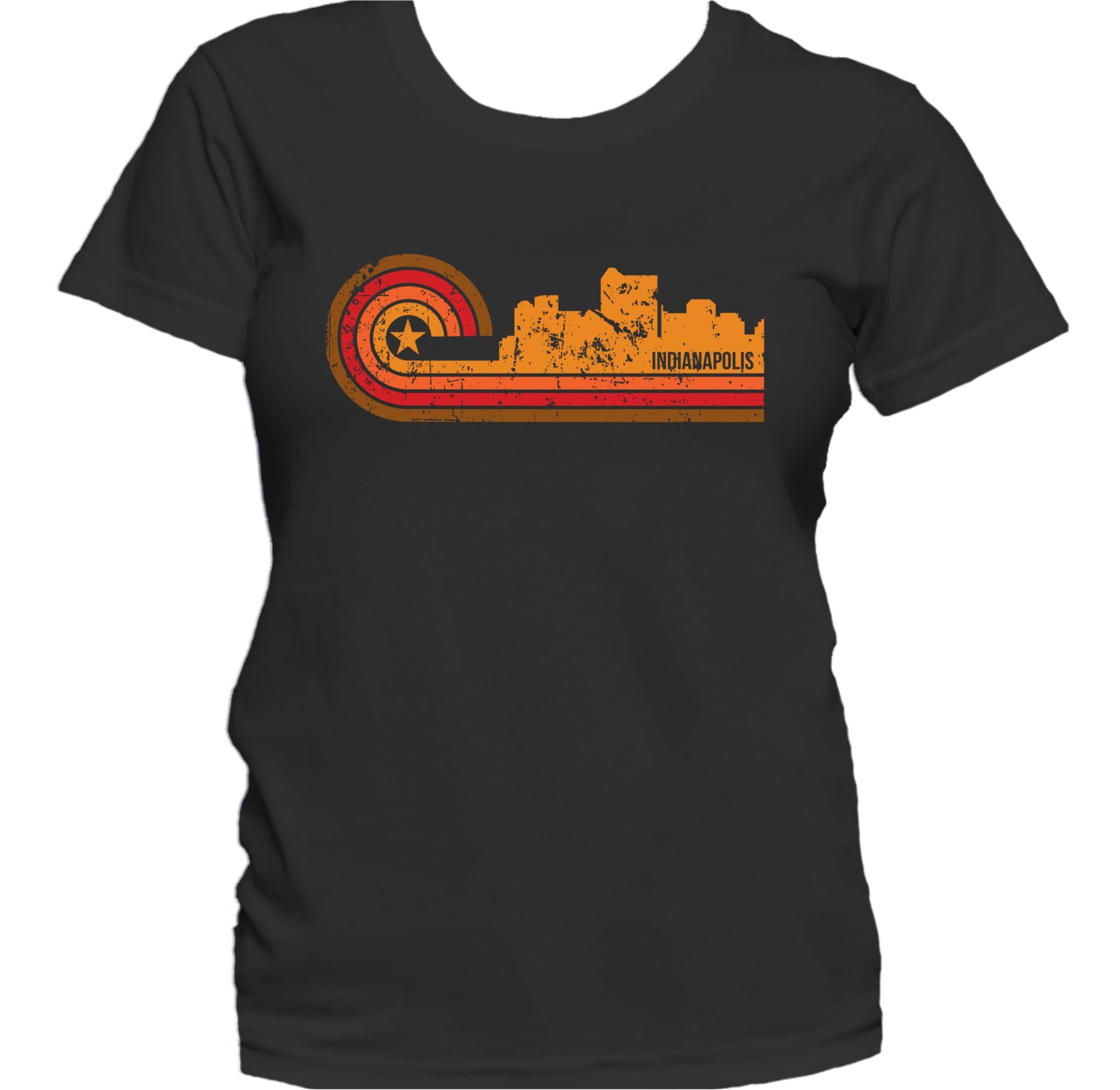 Retro Style Indianapolis Indiana Skyline Distressed Women's T-Shirt