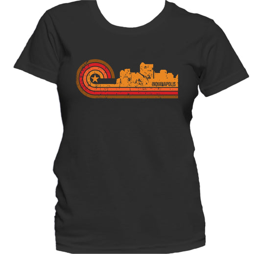 Retro Style Indianapolis Indiana Skyline Distressed Women's T-Shirt
