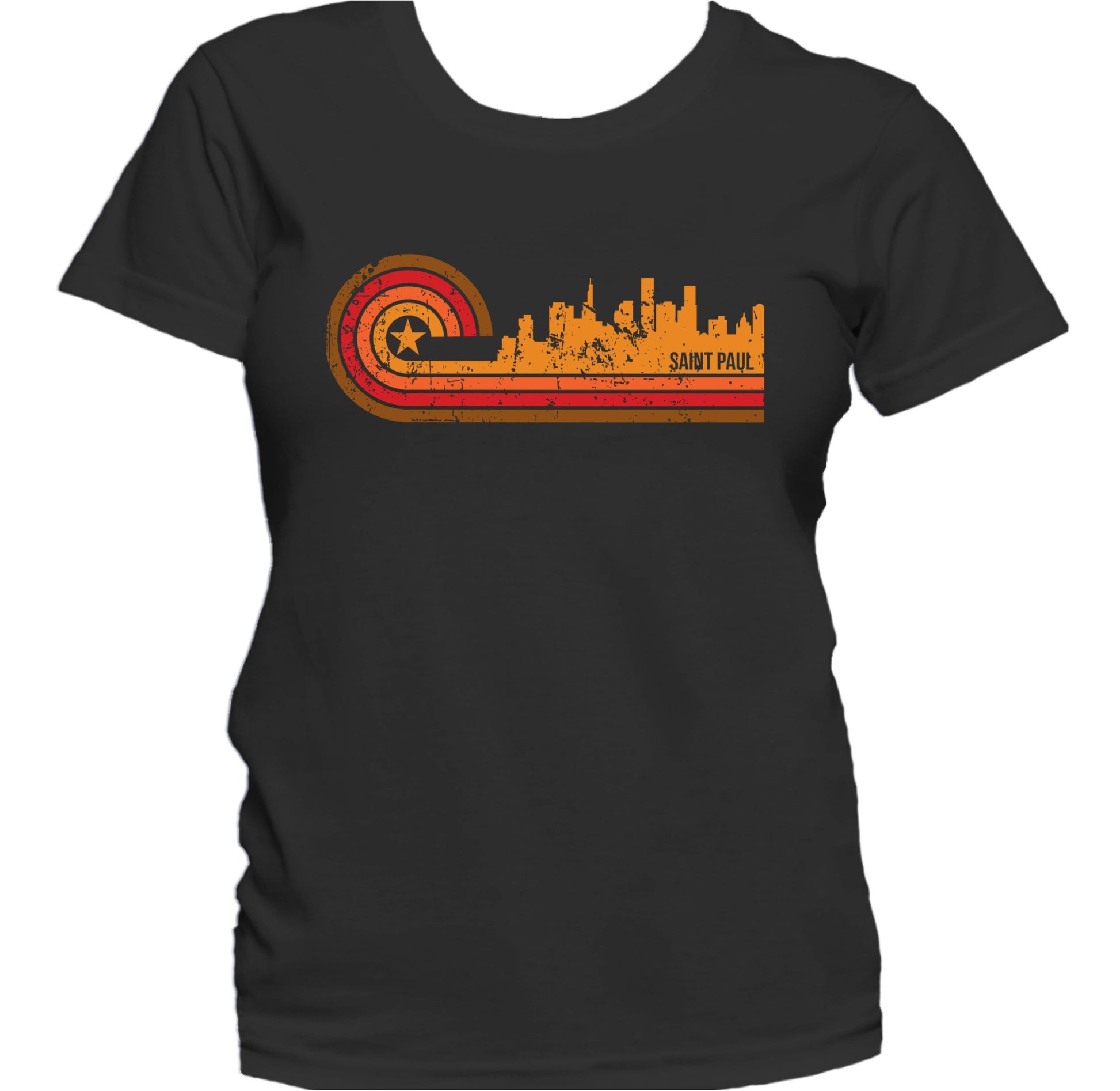 Retro Style Saint Paul Minnesota Skyline Distressed Women's T-Shirt